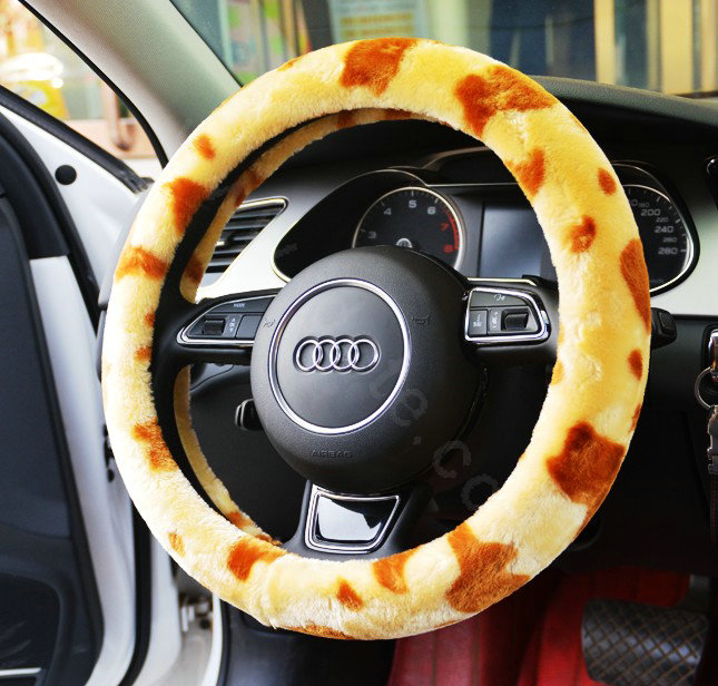 Yle Auto Car Steering Wheel Cover Zebra Cashmere Diameter 15 inch 38CM - Yellow