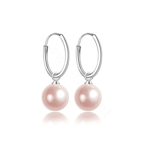 10X25mm Pink south sea shell pearl earrings 925 sterling silver hoop earrings
