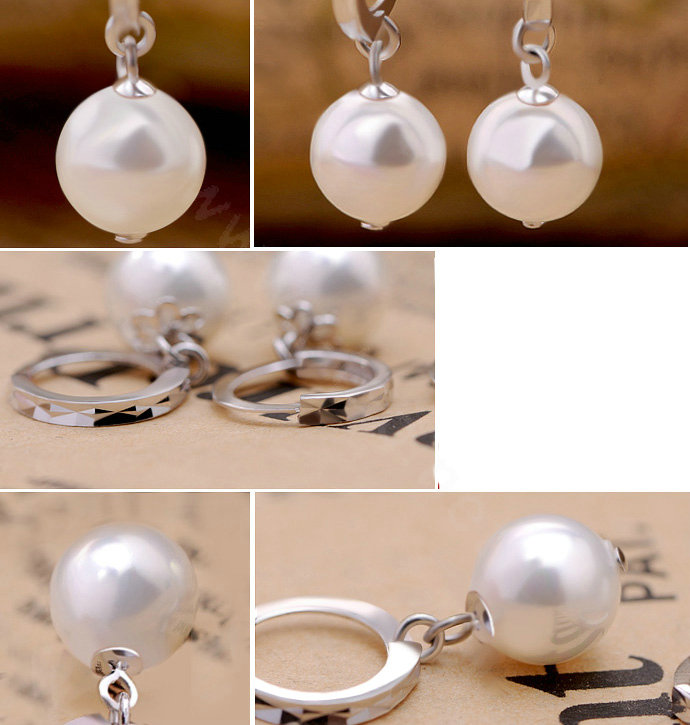 8X25mm White south sea shell pearl earrings 925 sterling silver hoop earrings