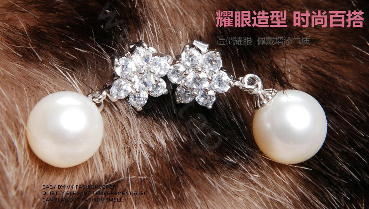 925 sterling silver Natural freshwater pearl Snowflake earrings Eardrop 9X9.5mm