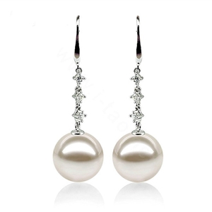 925 sterling silver Natural freshwater pearl earrings long Eardrop 8X8.5mm