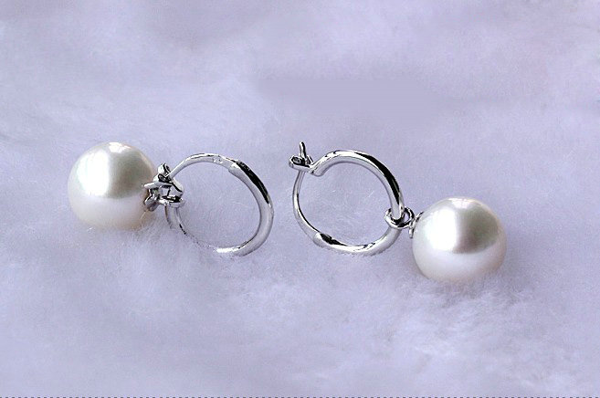 925 sterling silver rings White Natural freshwater pearl earrings 8X8.5mm