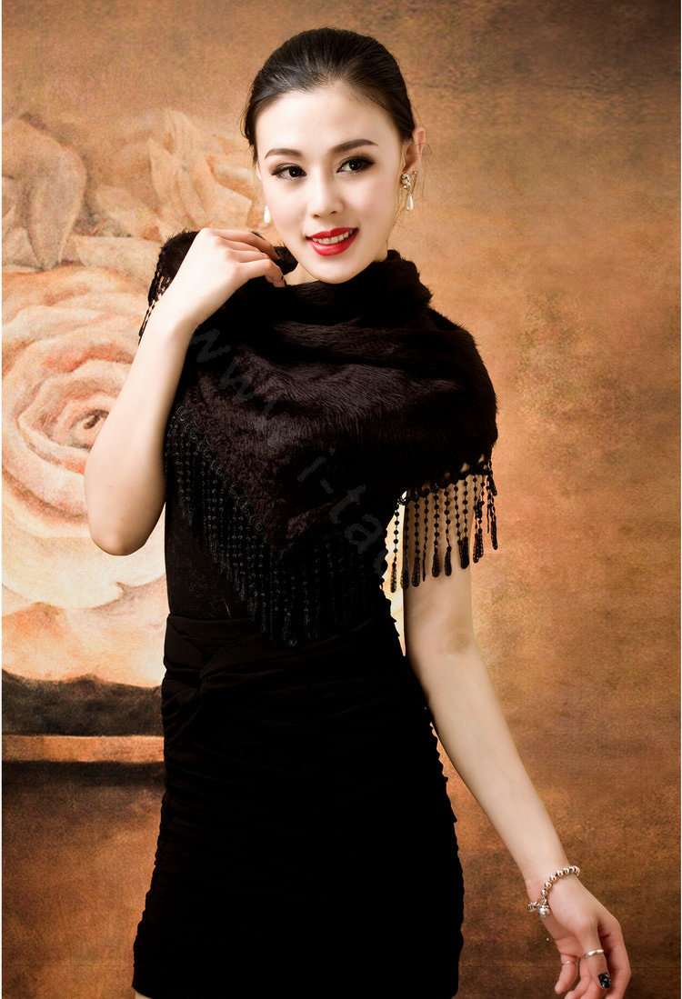 Autumn and Winter Mink Cashmere wool Scarf Shawl Woman Neck Wrap tippet - Black