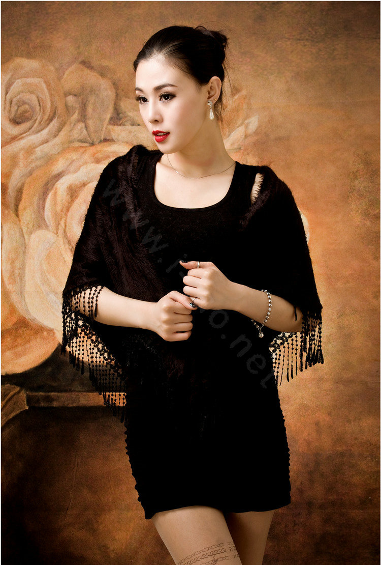 Autumn and Winter Mink Cashmere wool Scarf Shawl Woman Neck Wrap tippet - Black