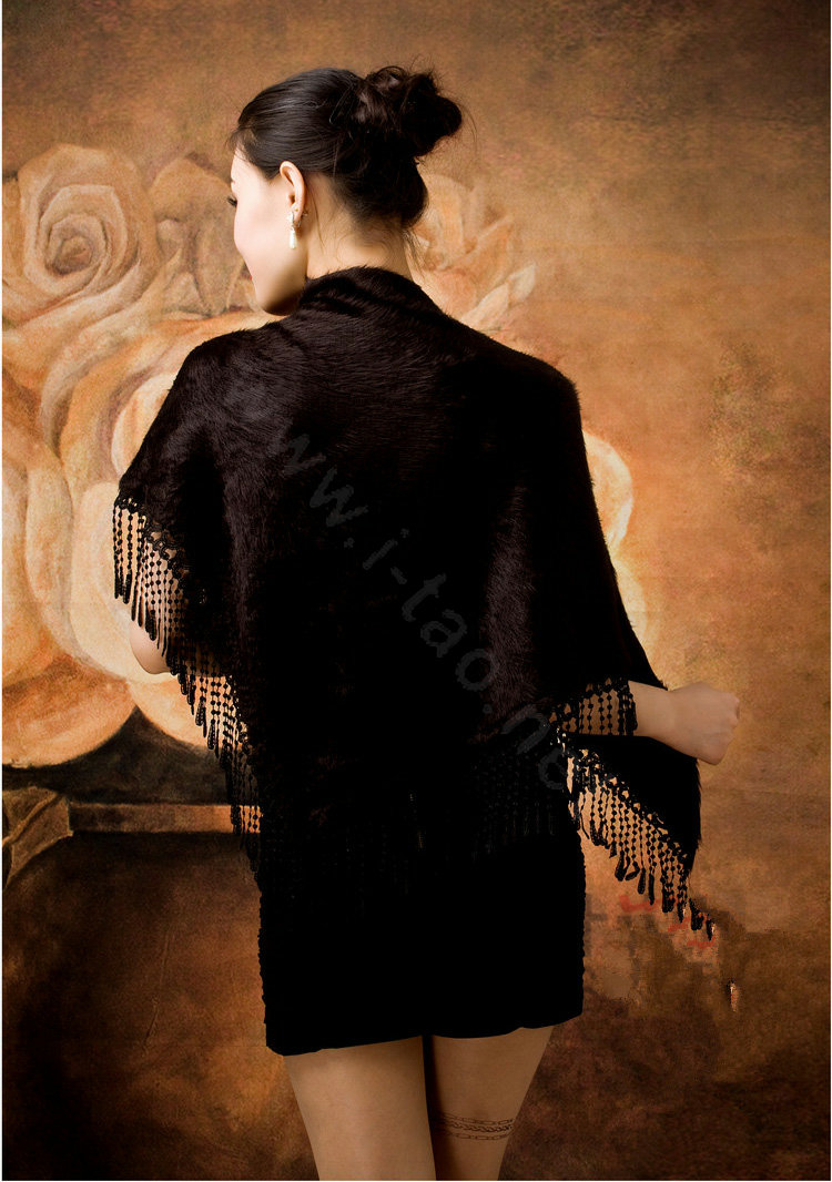 Autumn and Winter Mink Cashmere wool Scarf Shawl Woman Neck Wrap tippet - Black