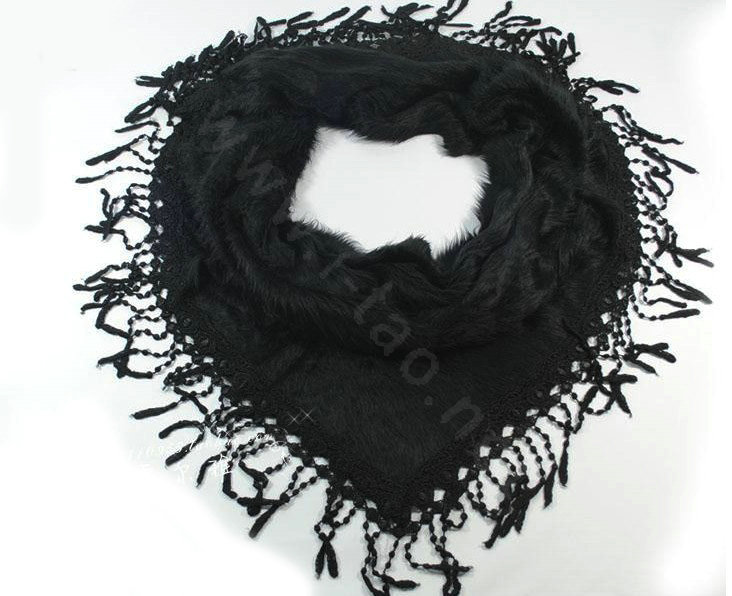 Autumn and Winter Mink Cashmere wool Scarf Shawl Woman Neck Wrap tippet - Black
