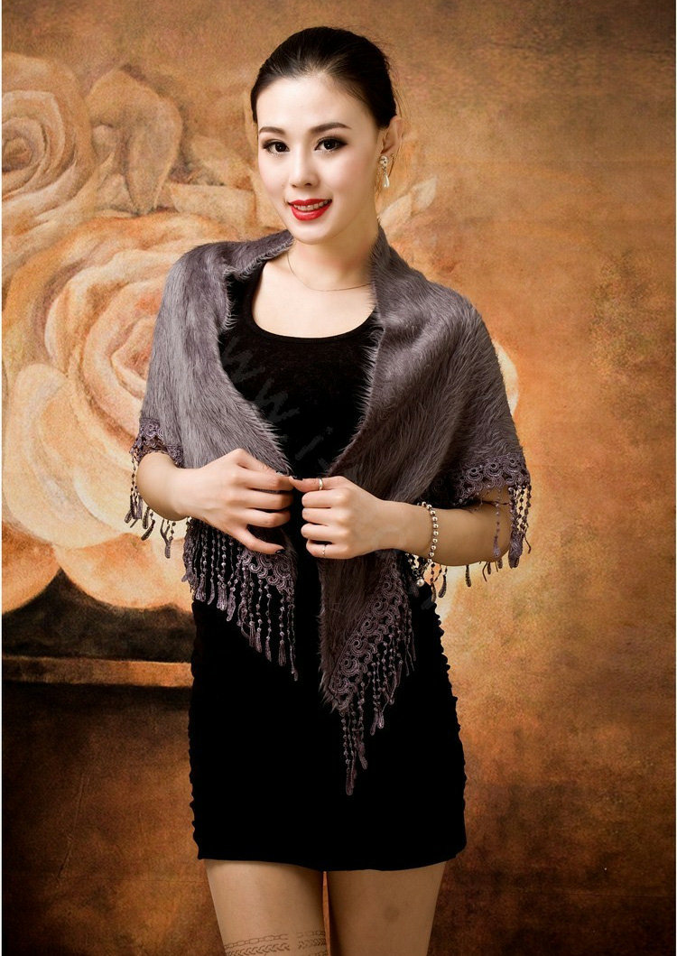 Autumn and Winter Mink Cashmere wool Scarf Shawl Woman Neck Wrap tippet - Gray