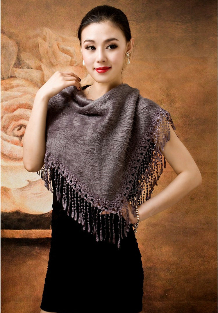 Autumn and Winter Mink Cashmere wool Scarf Shawl Woman Neck Wrap tippet - Gray