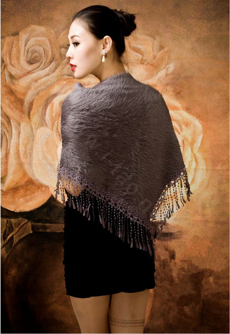 Autumn and Winter Mink Cashmere wool Scarf Shawl Woman Neck Wrap tippet - Gray