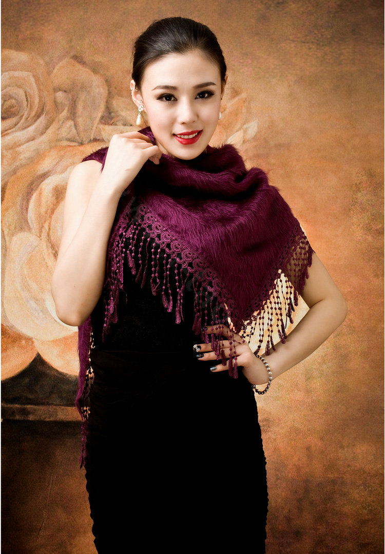 Autumn and Winter Mink Cashmere wool Scarf Shawl Woman Neck Wrap tippet - Purple