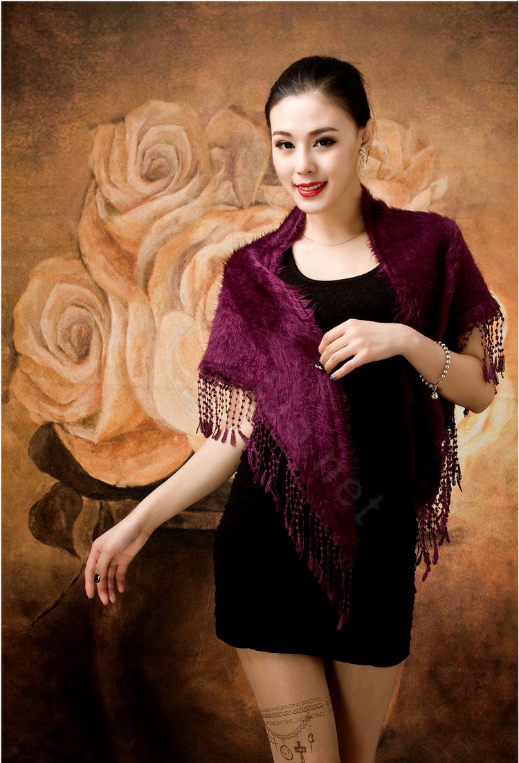 Autumn and Winter Mink Cashmere wool Scarf Shawl Woman Neck Wrap tippet - Purple
