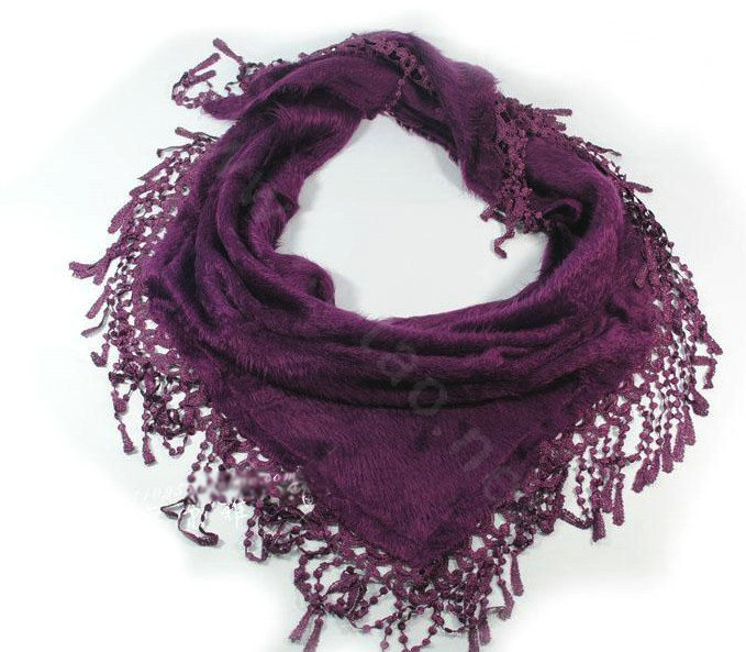 Autumn and Winter Mink Cashmere wool Scarf Shawl Woman Neck Wrap tippet - Purple