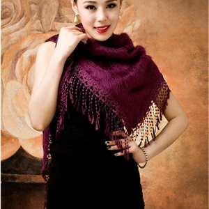 Autumn and Winter Mink Cashmere wool Scarf Shawl Woman Neck Wrap tippet - Purple