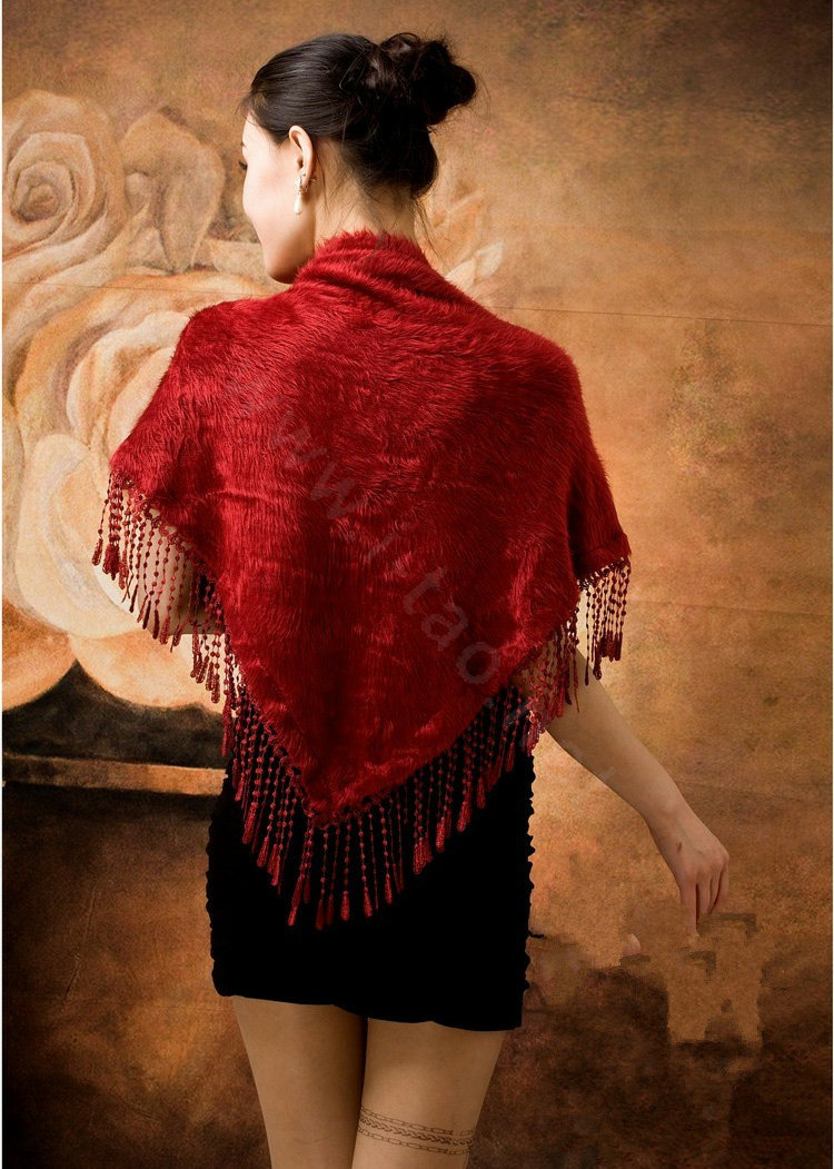 Autumn and Winter Mink Cashmere wool Scarf Shawl Woman Neck Wrap tippet - Red