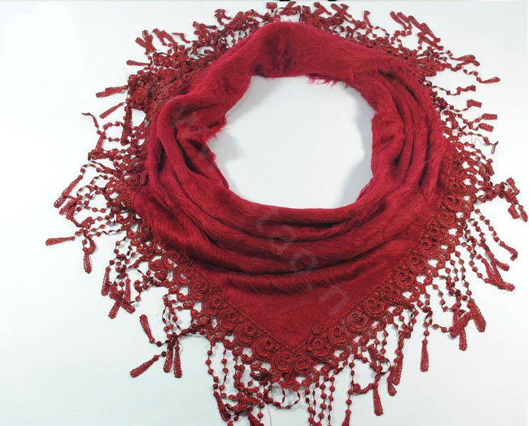 Autumn and Winter Mink Cashmere wool Scarf Shawl Woman Neck Wrap tippet - Red