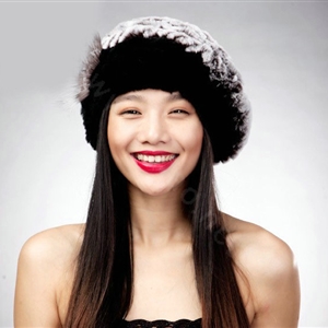 Autumn and winter fur rabbit beret hat warm caps cold-proof rex rabbit hair hat - Black Coffee