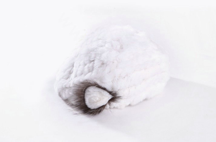 Autumn and winter fur rabbit beret hat warm caps cold-proof rex rabbit hair hat - White