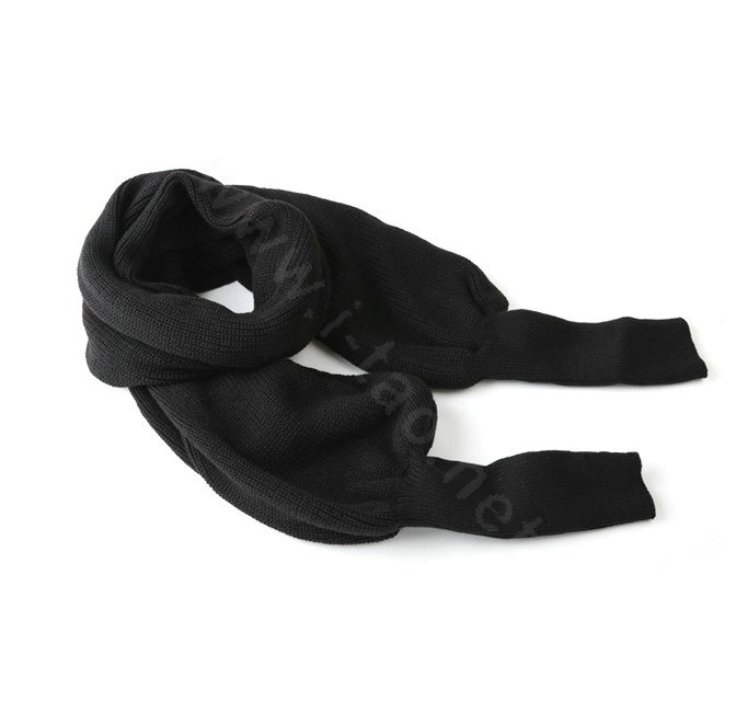 Fashion Unisex Long Wool knitted capes warm scarf shawls Neck Wrap tippet with sleeves - Black