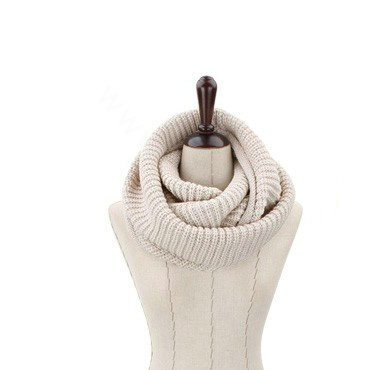 Fashion Unisex Winter knitting Wool Collar Neck Warmer woman Ring Scarf Shawl - Beige