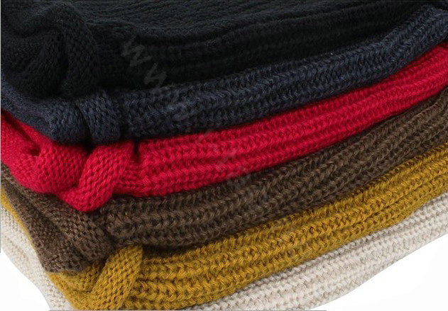 Fashion Unisex Winter knitting Wool Collar Neck Warmer woman Ring Scarf Shawl - Beige