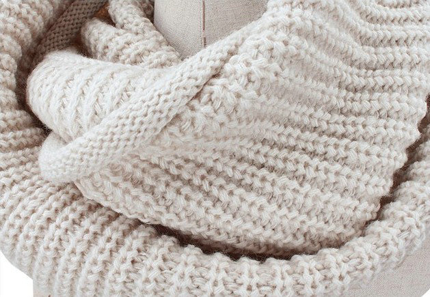 Fashion Unisex Winter knitting Wool Collar Neck Warmer woman Ring Scarf Shawl - Beige