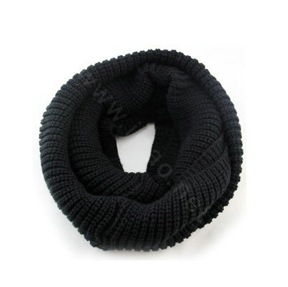 Fashion Unisex Winter knitting Wool Collar Neck Warmer woman Ring Scarf Shawl - Black