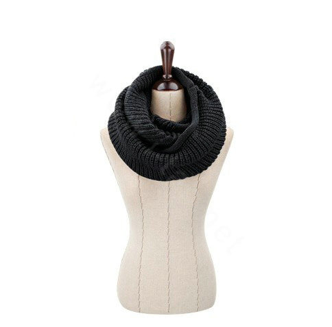 Fashion Unisex Winter knitting Wool Collar Neck Warmer woman Ring Scarf Shawl - Black