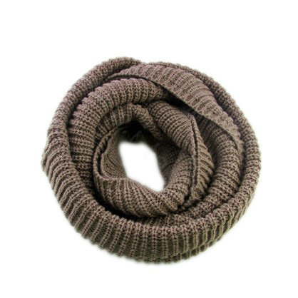 Fashion Unisex Winter knitting Wool Collar Neck Warmer woman Ring Scarf Shawl - Brown