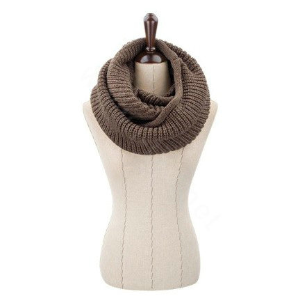 Fashion Unisex Winter knitting Wool Collar Neck Warmer woman Ring Scarf Shawl - Brown