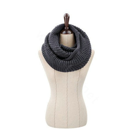 Fashion Unisex Winter knitting Wool Collar Neck Warmer woman Ring Scarf Shawl - Dark grey