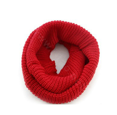 Fashion Unisex Winter knitting Wool Collar Neck Warmer woman Ring Scarf Shawl - Red