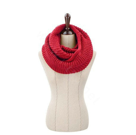 Fashion Unisex Winter knitting Wool Collar Neck Warmer woman Ring Scarf Shawl - Red