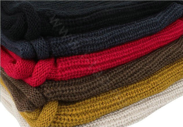 Fashion Unisex Winter knitting Wool Collar Neck Warmer woman Ring Scarf Shawl - Red