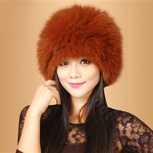 Fashion Women Fox Fur Hats Winter Warm Whole Leather lei feng Caps - Orange