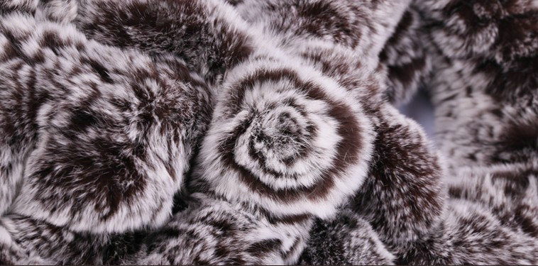 Fashion Women Knitted Rex Rabbit Fur Scarves Winter warm Flower Wave Neck wraps - Coffee