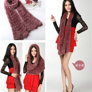 Fashion Women soft feather yarn knitted scarf shawls warm Neck Wrap tippet - KhaKi