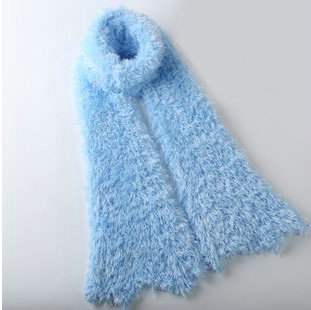 Fashion Women soft feather yarn knitted scarf shawls warm Neck Wrap tippet - Sky blue