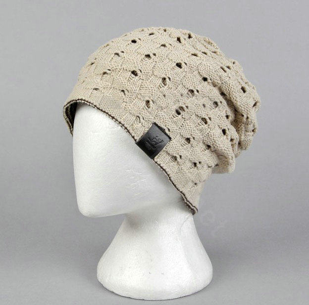 Fashion autumn winter wool hat women or man warm casual knitted caps - Beige