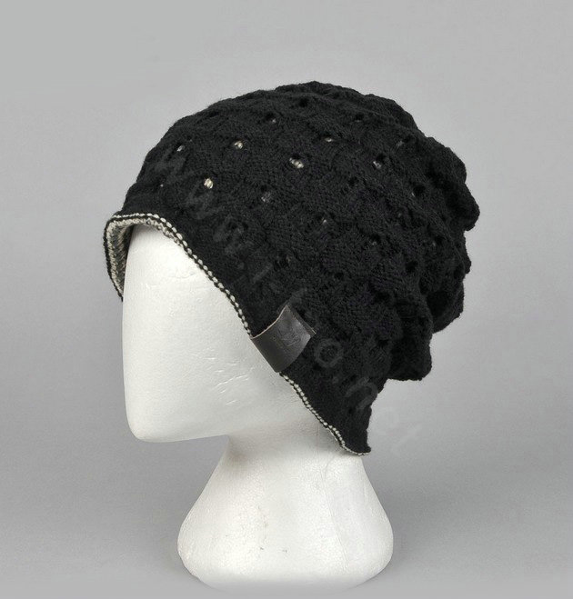 Fashion autumn winter wool hat women or man warm casual knitted caps - Black