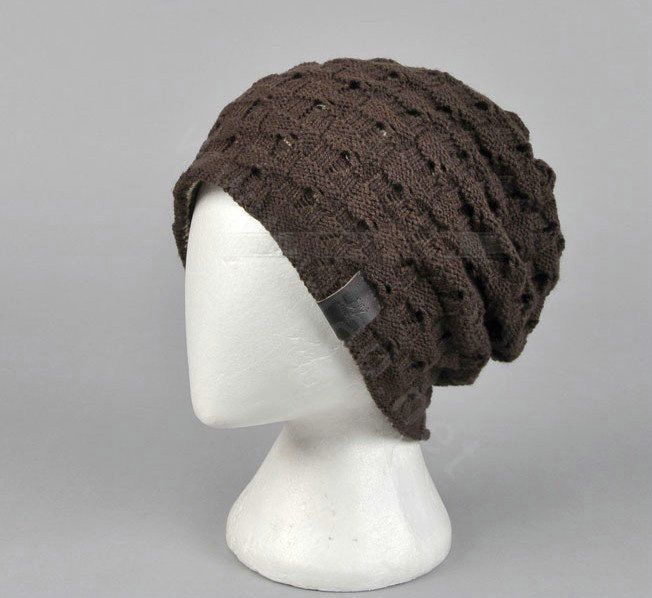Fashion autumn winter wool hat women or man warm casual knitted caps - Coffee