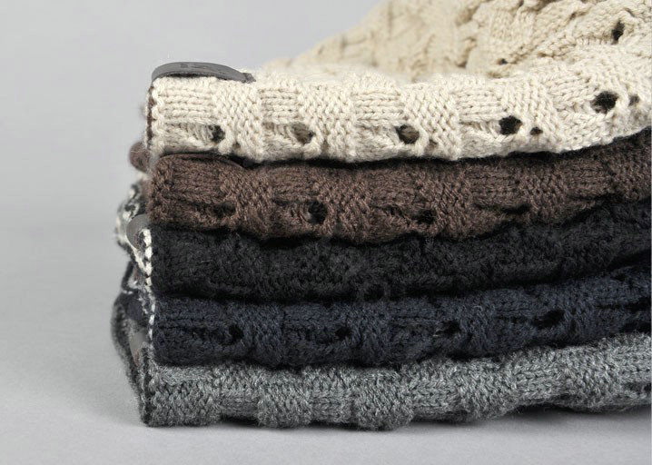 Fashion autumn winter wool hat women or man warm casual knitted caps - Coffee