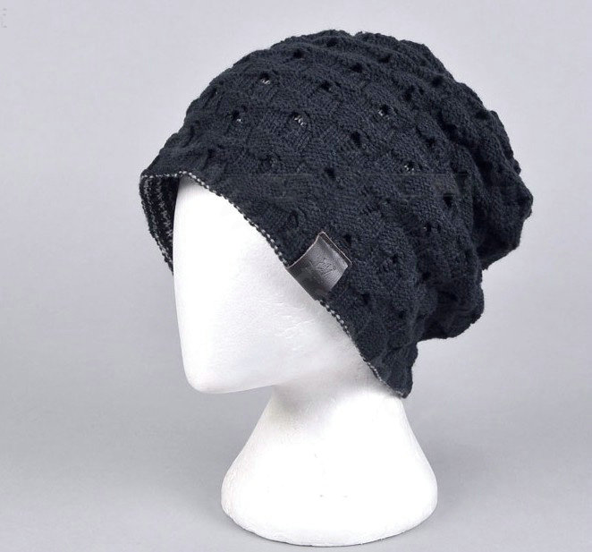 Fashion autumn winter wool hat women or man warm casual knitted caps - Dark Blue