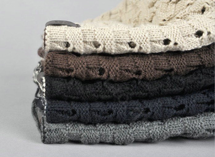 Fashion autumn winter wool hat women or man warm casual knitted caps - Dark Blue