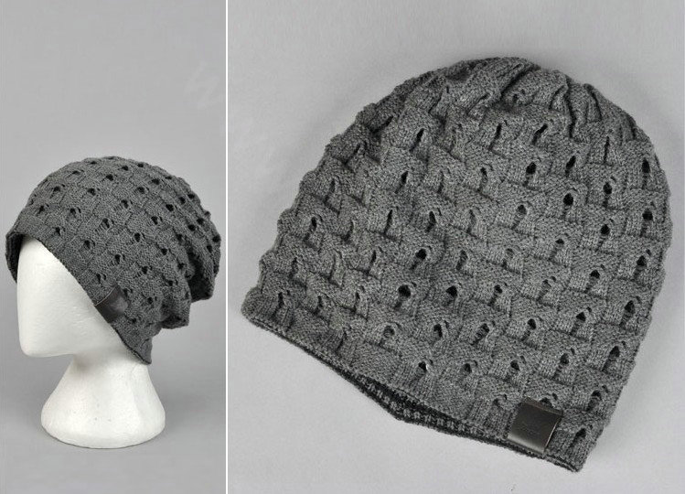 Fashion autumn winter wool hat women or man warm casual knitted caps - Gray