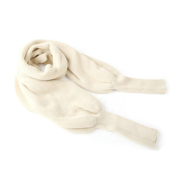 Fashion women Long Wool knitted capes warm scarf shawls Neck Wrap tippet with sleeves - Beige