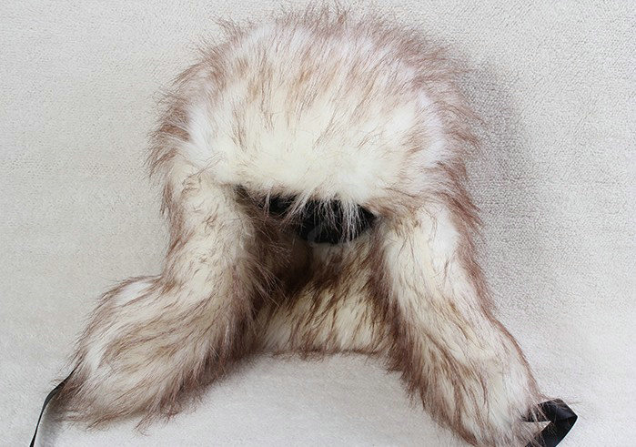 Fox fur leifeng hat for man women winter thermal windproof Ear protector Caps - Beige
