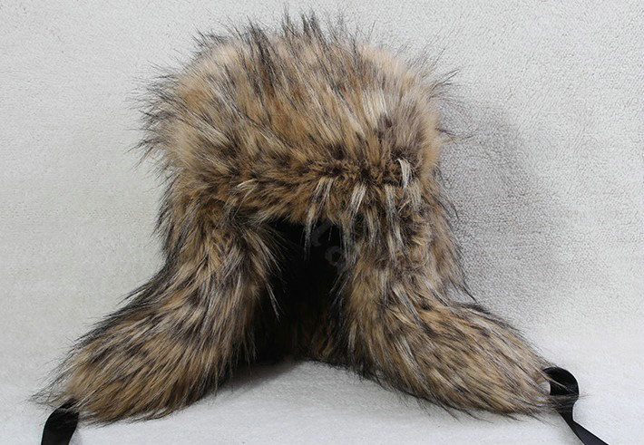 Fox fur leifeng hat for man women winter thermal windproof Ear protector Caps - Brown