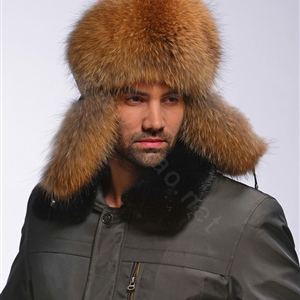 Fox fur leifeng hat man thermal winter windproof Ear protector male genuine leather Caps - Brown