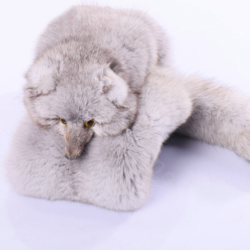 Fox fur scarf fashion Women Whole fox fur shawl winter warm tippet neck wrap - Grey