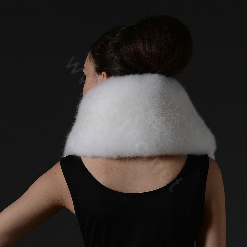 Fox fur scarf fashion Women Whole fox fur shawl winter warm tippet neck wrap - White